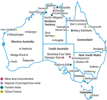 Uranium Mines Distribution in Australia